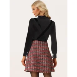 Allegra K Women's Vintage Plaid Suspender Button Decor High Waist Tweed Skirt -Allegra K GUEST 0fdd5227 9057 4179 b9b1 a1975bc92156