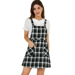 Allegra K Women's Plaid Tartan Button Decor A-Line Pinafore Overall Dress -Allegra K GUEST 10b25233 736f 4d82 aa28 6ba96f803e2d