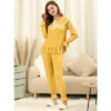 Allegra K Women's Sleepwear Lounge Peter Pan Collar Long Sleeve Ruffle Pajama Set