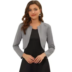 Allegra K Women's Open Front Curved Hem Crop Bolero Shrug -Allegra K GUEST 11a20e2e 9cd2 4bba 99c2 d3c7bc0807b5