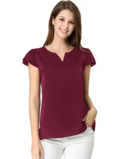 Allegra K Women's Work Business Casual Plain Cap Sleeve Blouse -Allegra K GUEST 1217faca bb9b 4376 8e70 69e0c5a02b5f