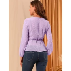 Allegra K Women's Swiss Dots Blouse V Neck Long Sleeve Tie Waist Peplum Shirt 11 Allegra K Women's Swiss Dots Blouse V Neck Long Sleeve Tie Waist Peplum Shirt -Allegra K GUEST 12eaab84 4559 4e19 b829 cd6e6457b38e