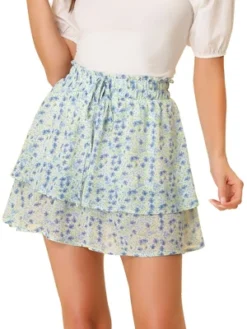 Allegra K Women's Floral Printed A-Line Chiffon Layered Mini Skirt -Allegra K GUEST 13b71dde 939b 4c97 86e2 0a49665add6b