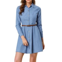 Allegra K Women's Button Down Belted Pleated Flare A-line Denim Shirt Dress 19 Allegra K Women's Button Down Belted Pleated Flare A-line Denim Shirt Dress -Allegra K GUEST 13e863ee a796 4716 ac76 9bf3f24336ad