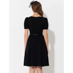 Allegra K Women's Elegant Work Belted Boat Neck Short Sleeve Knee Length Dresses -Allegra K GUEST 1423a9dc 5559 45c7 81c7 fdee12e78894