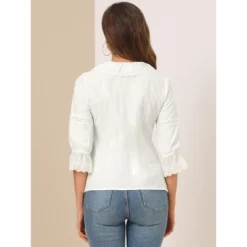 Allegra K Women's 3/4 Sleeve Crochet Trim Work Blouse -Allegra K GUEST 15fb7c37 f63f 4fe2 8968 aedb1c902997