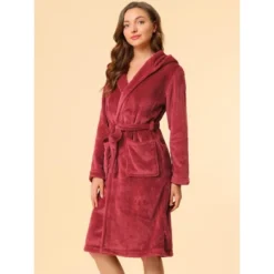 Allegra K Women's Hooded Pajamas Luxurious Flannel Fleece Nightgown Midi Warm Bathrobe -Allegra K GUEST 166cdb02 3262 495c a36c 8ab4d6d71663