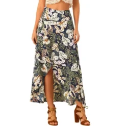 Allegra K Women's Tropical Smocked Waist High Low Flowy Maxi Skirt -Allegra K GUEST 17191765 7a0e 4933 97c0 06afa9afb9f0