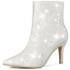 Allegra K Women's Sparkle Sequin Pointed Toe Side Zipper Stiletto Heels Ankle Boots -Allegra K GUEST 178c5357 aaec 42c3 a67b 8e9f7ffdb01e