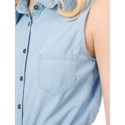 Allegra K Women's Single Breasted Casual Office Sleeveless Shirt 5 Allegra K Women's Single Breasted Casual Office Sleeveless Shirt - Image 5