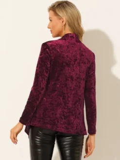 Allegra K Women's Shawl Collar Pocket Open Front Velvet Cardigan -Allegra K GUEST 17cccfdc f0fa 4108 88c3 329481266f8c