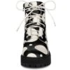 Allegra K Women's Platform Lace Up Polka Dots Printed Combat Boots