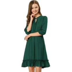 Allegra K Women's Ruffle Hem 3/4 Sleeve A-Line Smocked Short Chiffon Dress -Allegra K GUEST 188677f5 5c4f 492b b764 012c51f954c7