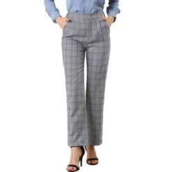 Allegra K Women's Plaid Elastic Waist Casual Work Office Long Trousers -Allegra K GUEST 1907c84f 957e 40b5 85ad eff71b9922ad