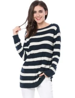 Allegra K Women Long Sleeves Drop Shoulder Loose Striped Sweater -Allegra K GUEST 1987d967 e30a 4248 8dff aff5f7e0f0c5