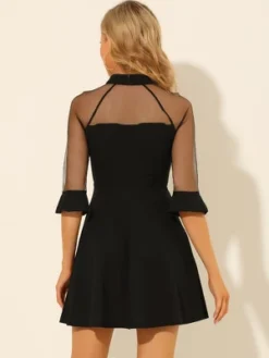 Allegra K Women's Keyhole Mesh Sheer Half Sleeve Retro Gothic Cocktail Party Vintage Dress -Allegra K GUEST 19acb8fb 9877 431d a652 7ec121fc415f