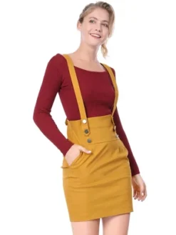 Allegra K Women's Button Decor High Waist Straight Braces Suspender Skirt -Allegra K GUEST 1a30bf84 e5d5 4fd2 a738 a1074813f36c