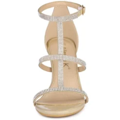 Allegra K Women's Rhinestone Ankle Strap Stiletto High Heel Sandals