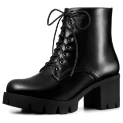 Allegra K Women's Platform Chunky Heel Combat Boots -Allegra K GUEST 1b06986a 5ac3 4517 81a2 90f1611229a7