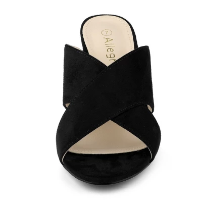 Allegra K Women's Crisscross Strap Block Heel Slide Sandals 2 Allegra K Women's Crisscross Strap Block Heel Slide Sandals - Image 2
