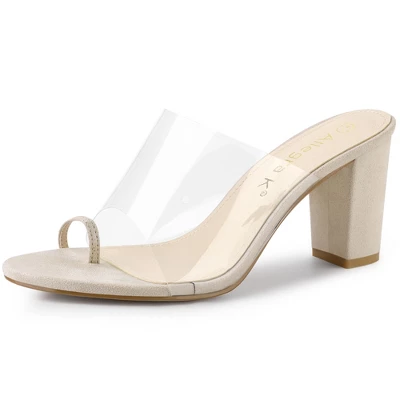 Allegra K Women's Ring Clear Chunky Heels Slide Heel Sandals 7 Allegra K Women's Ring Clear Chunky Heels Slide Heel Sandals - Image 7