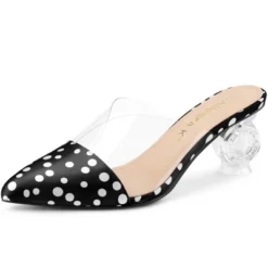Allegra K Women's Polka Dots Clear Chunky Heels Slides Mules -Allegra K GUEST 1b852e84 5274 47d1 ad65 649ff1ff6c2e
