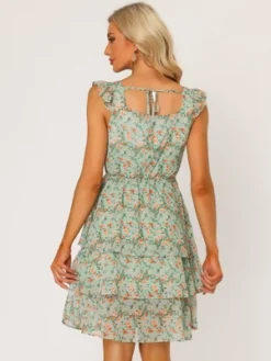 Allegra K Women's Floral Tie Back Sweetheart Ruffle Layered Sleeveless Mini Summer Dress -Allegra K GUEST 1d8f088f cbeb 4de0 a108 9ac5190400c9