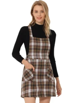 Allegra K Women's Plaid Tartan Button Decor A-Line Pinafore Overall Dress -Allegra K GUEST 1e92c798 5ddd 41f5 9351 1a33d4644733