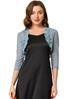 Allegra K Women's Elegant Ruffle Collar Sheer Floral Lace Crop Shrug -Allegra K GUEST 1ecc330b 8300 420f a5d5 6812bfe76d99