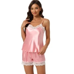 Allegra K Women's Satin Lace Trim Cami Tops With Shorts Lounge Pajama Set -Allegra K GUEST 1f104425 533d 4a12 8d20 dbf04b5b902a