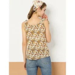 Allegra K Women's Sleeveless Casual Bow Tie Decor Strap Chiffon Floral Tank Tops -Allegra K GUEST 1f2a1dcc 018b 4f04 acac 4d98a3336317