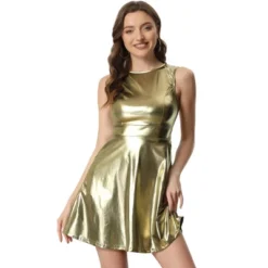 Allegra K Women's Metallic Sleeveless High Waist Party Holographic Dress -Allegra K GUEST 1fe95553 fbe6 44c2 8b92 69855809f3a4
