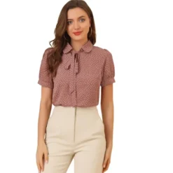 Allegra K Women's Retro Dots Print Bow Tie Peter Pan Collar Chiffon Blouse -Allegra K GUEST 20ced123 792b 4986 847c e24320eb441e