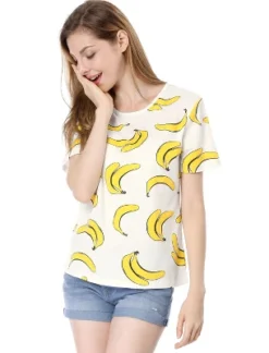 Allegra K Women's Fruit Print Top Round Neck Short Sleeve Cute T-Shirt -Allegra K GUEST 20e0bcd3 5bd2 4bcf 82c1 32a19caab1c9