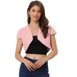 Allegra K Women's Casual Slim Fit Cap Sleeve Crop Denim Shrugs -Allegra K GUEST 223401b5 d85a 45f4 9c18 f0db1c969b88