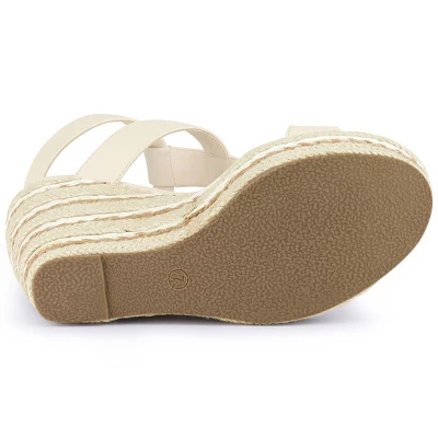 Allegra K Women's Espadrille Strappy Platform Wedges Sandals 5 Allegra K Women's Espadrille Strappy Platform Wedges Sandals - Image 5