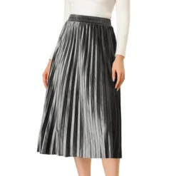 Allegra K Women's Accordion Swing Metallic Party Midi Pleated Skirt -Allegra K GUEST 227e55b6 204d 4e1e 9a89 68f5aff636d5