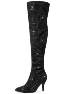 Allegra K Women's Glitter Pointed Toe Stiletto Heels Over The Knee High Boots -Allegra K GUEST 22c24533 b689 4c1f 9997 f3d805a07efa