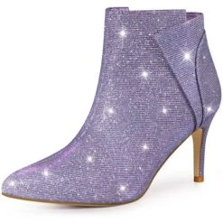 Allegra K Women's Glitter Pointed Toe Side Zip Stiletto Heel Ankle Boots -Allegra K GUEST 231805b4 d970 4599 b7b0 0cc2d264a2f3