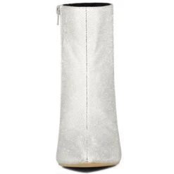 Allegra K Women's Sparkle Sequin Pointed Toe Side Zipper Stiletto Heels Ankle Boots