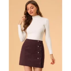 Allegra K Women's Corduroy Vintage Button Decor Ruffled Trim High Waist Mini Skirt -Allegra K GUEST 2373f260 a69c 4096 af3a 6ee058c82919
