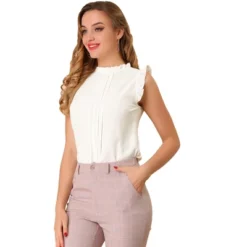 Allegra K Women's Ruffled Business Office 1950s Vintage Sleeveless Blouses -Allegra K GUEST 237ae898 6342 424e b1da 6f068de77710