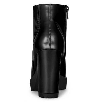 Allegra K Women's Rounded Toe Chunky Heel Platform Ankle Boots 3 Allegra K Women's Rounded Toe Chunky Heel Platform Ankle Boots - Image 3