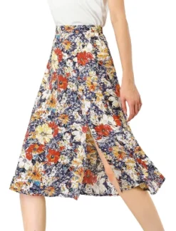 Allegra K Women's Boho Floral High Waist Split A Line Midi Skirt -Allegra K GUEST 240df01a 2c8c 4b7b 9d0c aec98eef656d