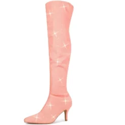 Allegra K Women's Glitter Pointed Toe Stiletto Heels Over The Knee High Boots -Allegra K GUEST 24647055 16c7 4afc 8f3c f29fed3e8d43
