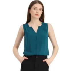 Allegra K Women's Elegant Chiffon V Neck Sleeveless Work Pleated Blouse -Allegra K GUEST 248e4175 371f 4cc4 90b9 d487dad709e1