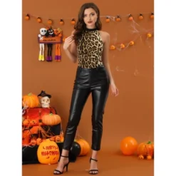 Allegra K Women's Halter Neck Sleeveless Stretchy Ruched Waist Animal Print Tank Tops -Allegra K GUEST 2642fb4f 6a4a 48f9 84a7 2440aecbf7bf