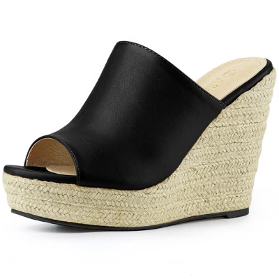 Allegra K Women's Espadrille Wedge Platform Mules 7 Allegra K Women's Espadrille Wedge Platform Mules - Image 7