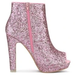 Allegra K Women's Glitter Platform Chunky Heeled Open Toe Ankle Boots -Allegra K GUEST 271577ed 250c 40de bdf8 4ff1d0db3afa