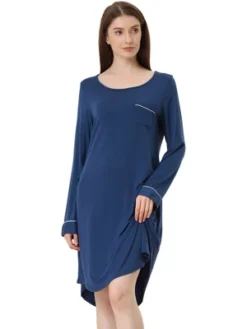 Allegra K Women's Lounge Dress Pajamas Soft Long Sleeve Mini Sleepwear Nightgown -Allegra K GUEST 28006bd9 931a 4abe 8926 e012203bb4ff